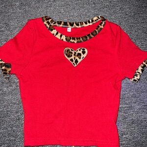 Red Cheeta Print Top